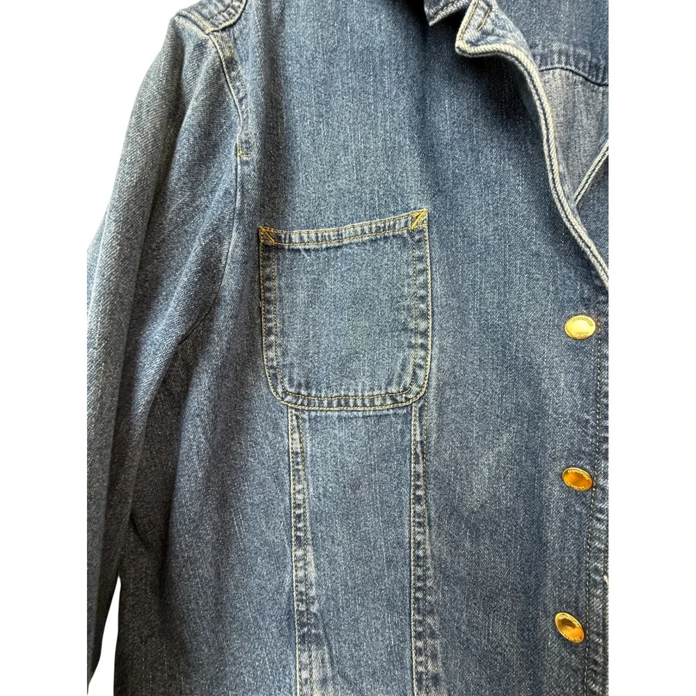 Signature‎ Jones NY Denim Button Up Tie Front Shirt Jacket Women's L - Picture 2 of 6